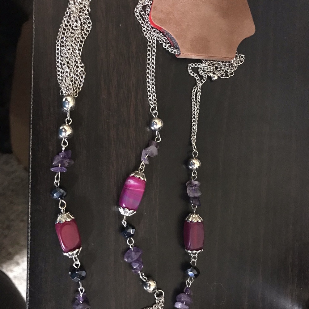 3/$12 Arizona purple statement necklace NWT